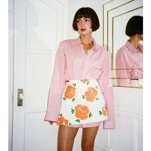 Hand painted rose vintage pleated tennis skirt